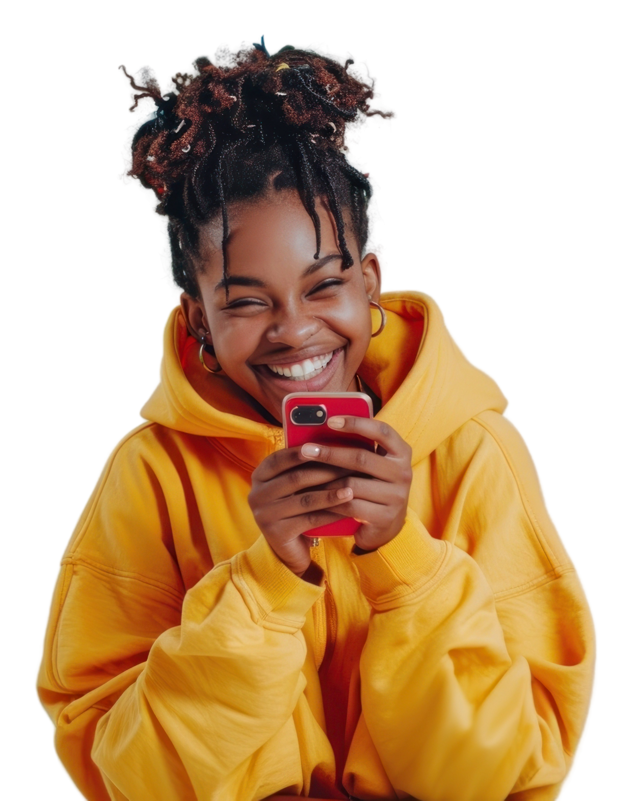 African American teen girl with phone